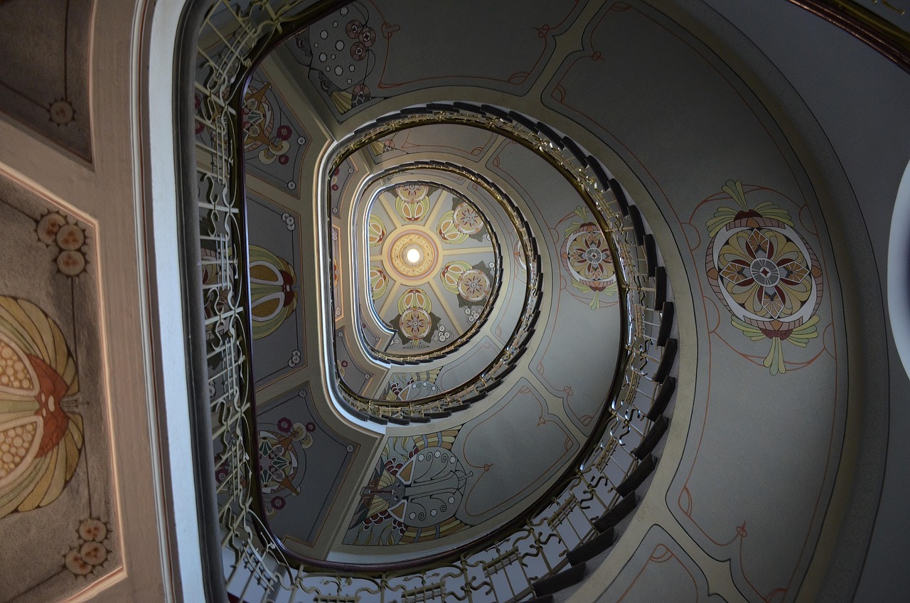 digital scales, spiral staircase, architecture, decoration, ornaments, building, pictures, beautiful, museum, the art, artistic, riga, latvia